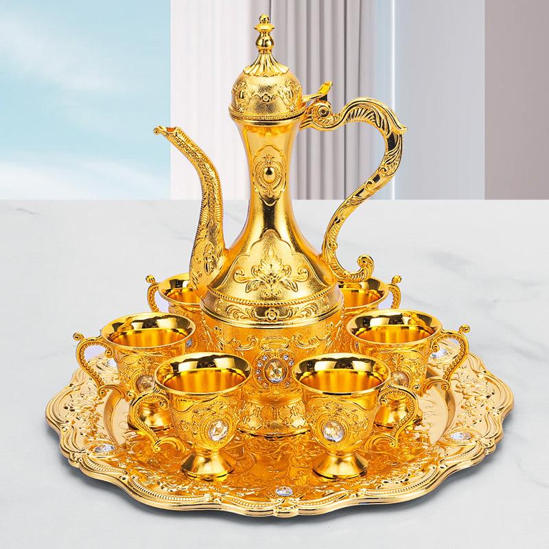 Ретро-дворцовый винный набор, для дома, свадьбы, праздничные принадлежности, металлический подарок, набор фляжек с украшениями, рождественский подарок, европейский стиль