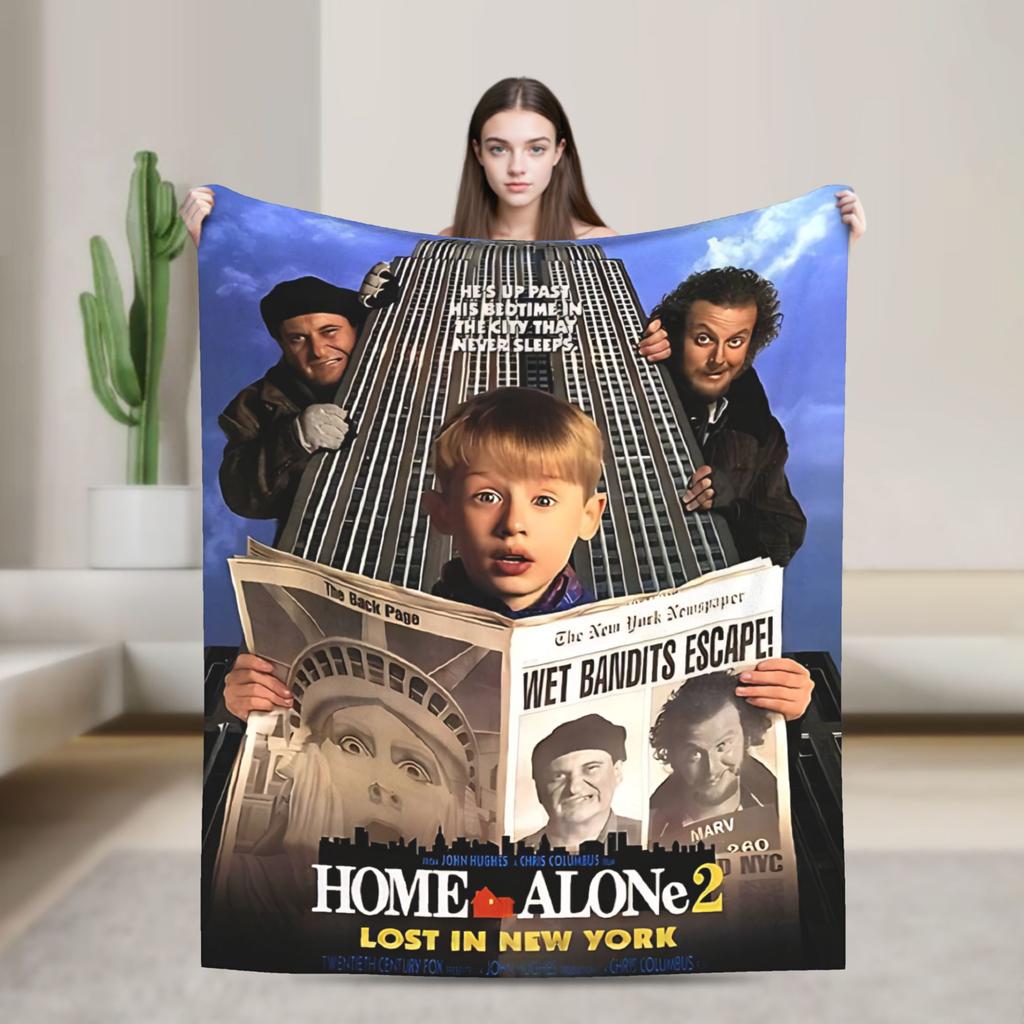 Home Alone Merry Christmas Blanket Quality Warm Soft Throw Blanket Autumn Travel Couch Chair Sofa Bed Funny Bedspread