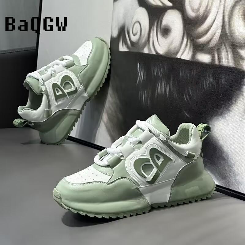 Модные дизайнерские массивные кроссовки для мужчин, покрытая подошва, модные кожаные дышащие повседневные кроссовки с увеличенной внутренней платформой