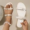 Модные женские модные сандалии на плоской подошве с пряжками, летние шлепанцы с двойным ремешком для женщин, легкие, удобные пляжные шлепанцы, шлепанцы