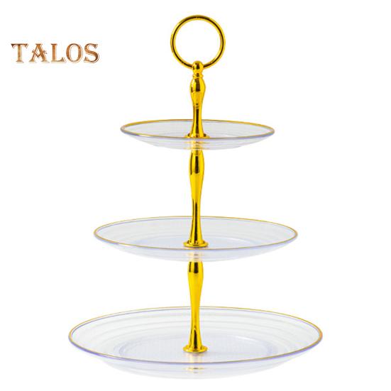 3-х уровневая подставка для кексов, чашка с золотыми краями, чашка для торта, десертная башня, пластиковый многоуровневый поднос, металлический стержень, украшение для детского душа, свадьбы, дня рождения