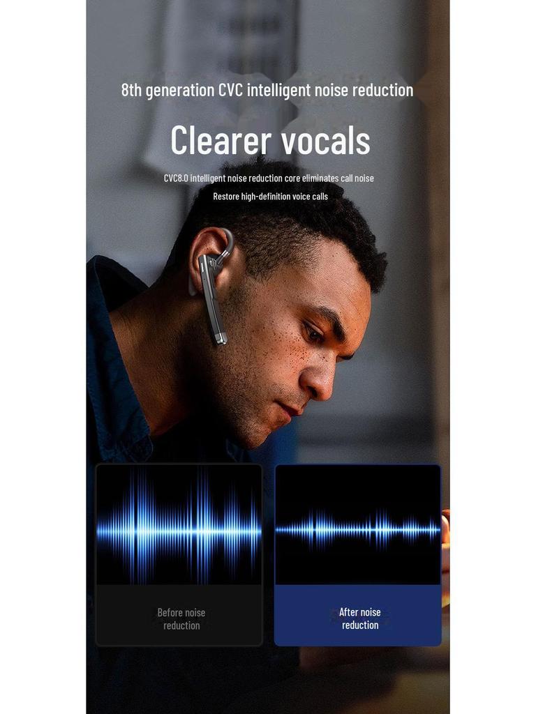 Bluetooth-гарнитура YYK-520 Gen 2: Беспроводная, с длительным сроком службы батареи, шумоподавлением, бизнес-модель с креплением на ухо