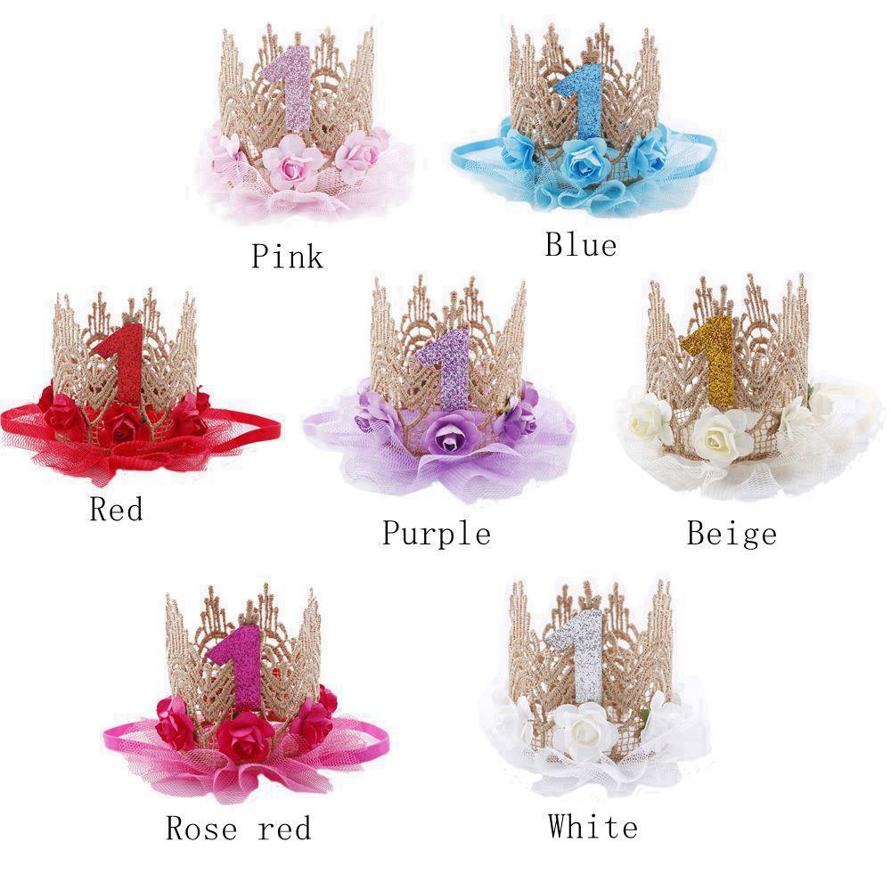 Kids Gift Boys Girls Princess Crown Hair Band 1 Years Old Baby Birthday Hat Flower Headwear