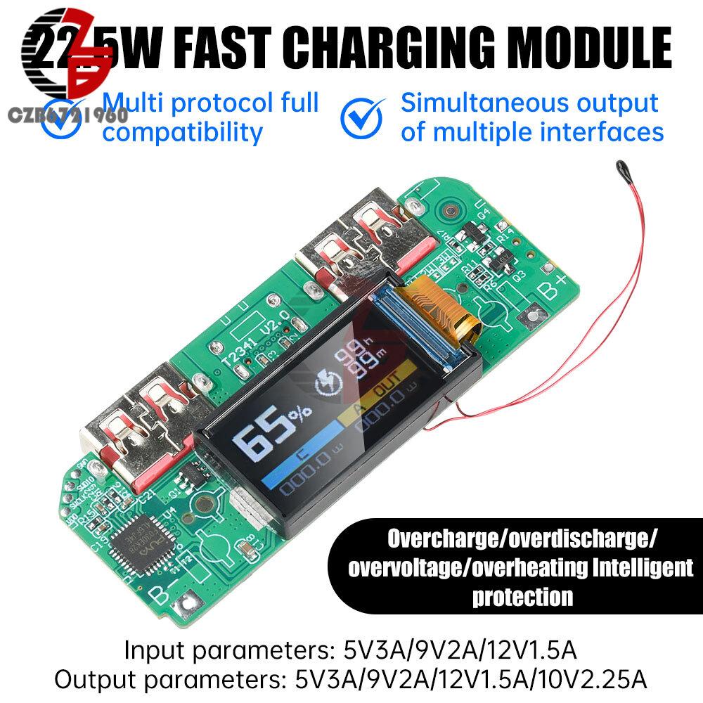 Модуль быстрой зарядки USB Type-C 22,5 В Зарядное устройство для литиевой батареи 3,7 В Материнская плата DIY Модуль портативного power bank Поддерживает PD/QC
