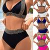 2Pcs/Set Women Sexy Bikini Set Halter V-neck Sleeveless Bra High Waist Briefs