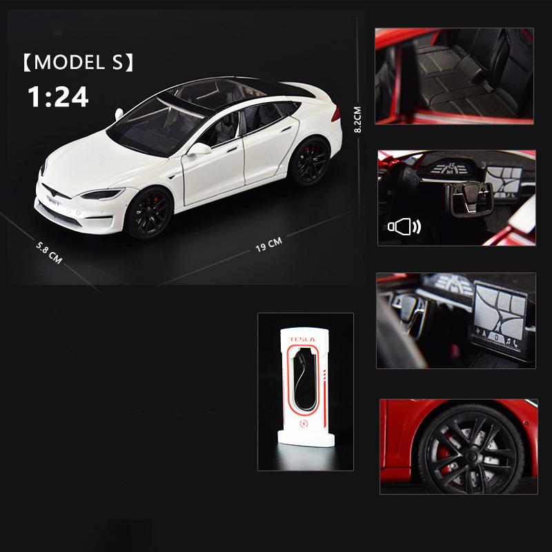 1:24 Модель X Модель Y Tesla Model 3 Литой из сплава Игрушечная модель автомобиля Звук и свет Детская игрушка Коллекционные предметы Подарок на день рождения