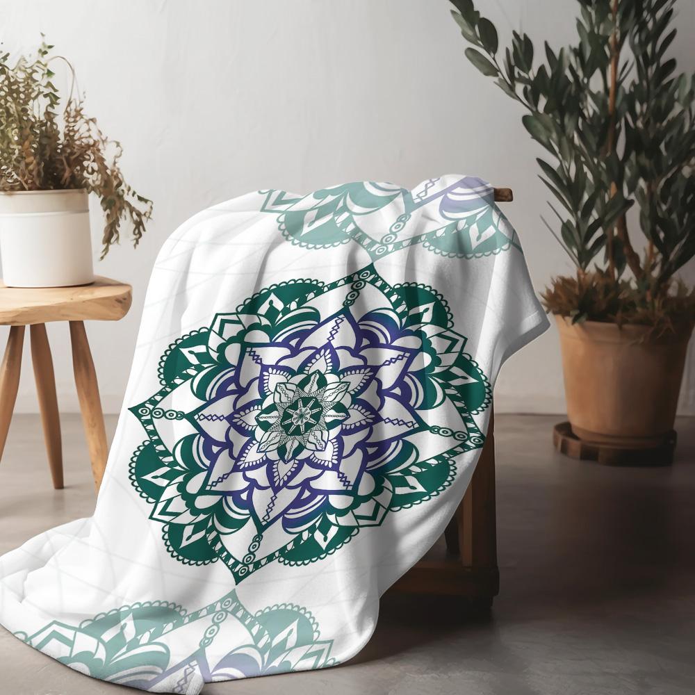 Boho Floral Mandala Blanket Aesthetic Throw Blanket Soft Fleece Throw Decorative Throw Blanket for Sofa Bed Couch Living Room Be