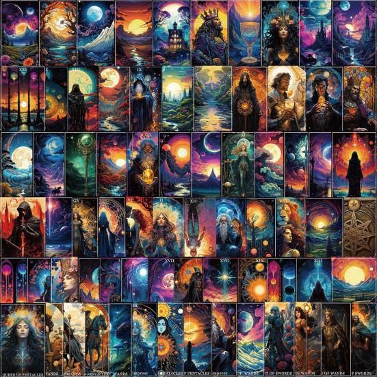 78 шт., наклейки Таро, ПВХ, водонепроницаемые, устойчивые к выцветанию, сделай сам, наклейки для ноутбука, багажа, яркие цветные наклейки для карт Таро