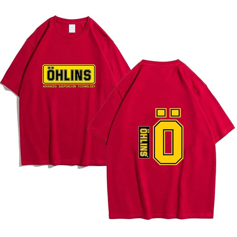 2024 Новая мужская уникальная спортивная гоночная футболка Ohlins из чистого хлопка Повседневная удобная и популярная футболка Shock Ohlins RXF34 M.2 для мужчин