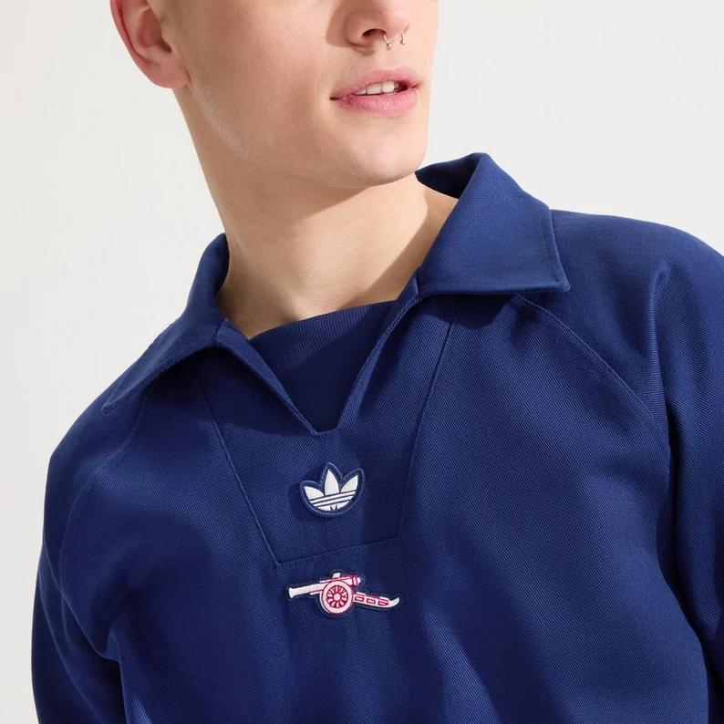 adidas Мужская ретро-футболка-поло с длинным рукавом Originals Синяя JF0547