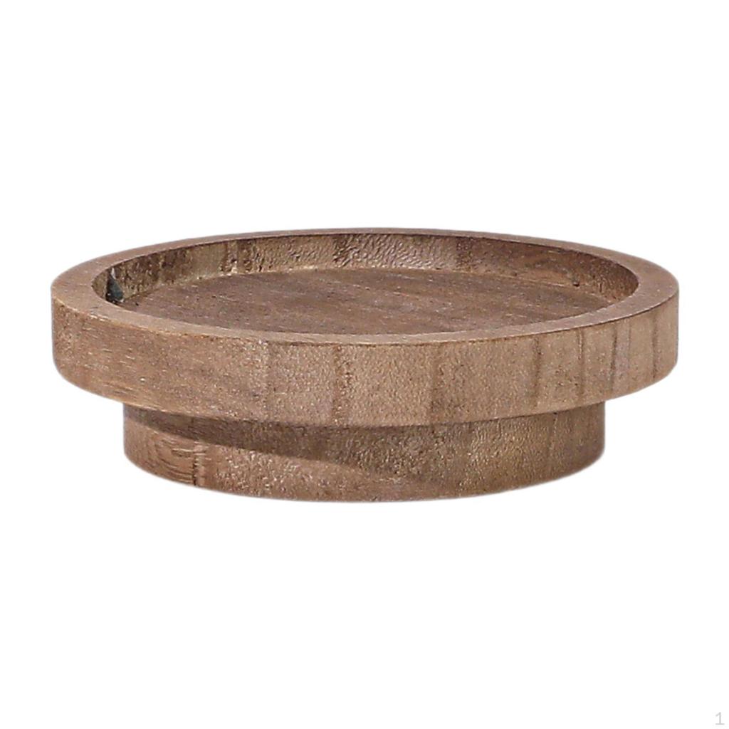 Round Wooden Serving Tray Candle Holder Centerpiece for Kitchen Home Counter
