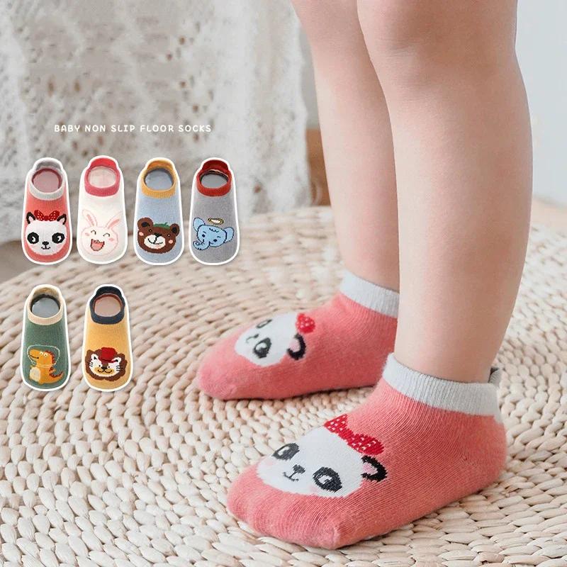 New Baby Cotton Socks Cute Cartoon Animal Pattern Comfy Breathable Baby Non-slip Kids Floor Socks