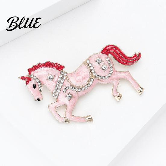 Unisex Brooch Pin Galloping Horse Enamel Rhinestones Studded Sophisticated Chinese