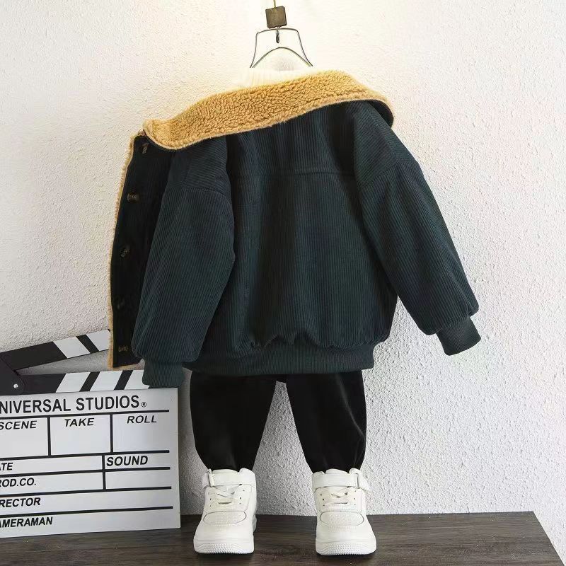 Baby Girls Boys Winter Lapel Coat Cloak Thick Warm Outerwear Clothes Baby Toddler Baby Kids Corduroy Jacket Clothing