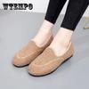 Women Autumn and Winter Versatile Soft Sole Cotton Shoes Solid Color Round Head Flat Wool Doudou Shoes