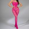 Sexy Lingerie Rose Red Sexy See-through Tights Stockings Suspenders Neck Onesie