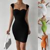 Spring/Summer Sexy Short Skirt Sleeveless Knitted Wrapped Hip Strap Dress