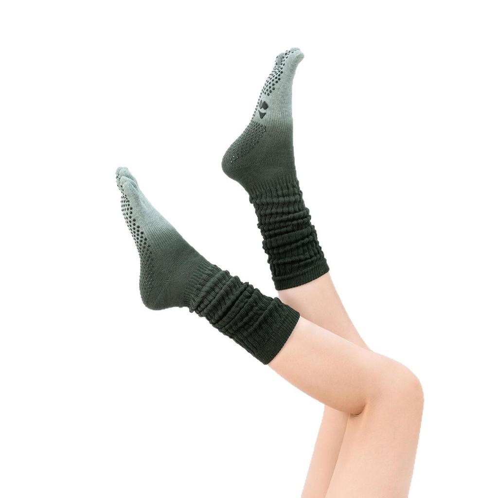 Gradient Five-Toe Non-Slip Yoga Socks - Women's Fitness & Pilates Slouch Cotton Calf Socks