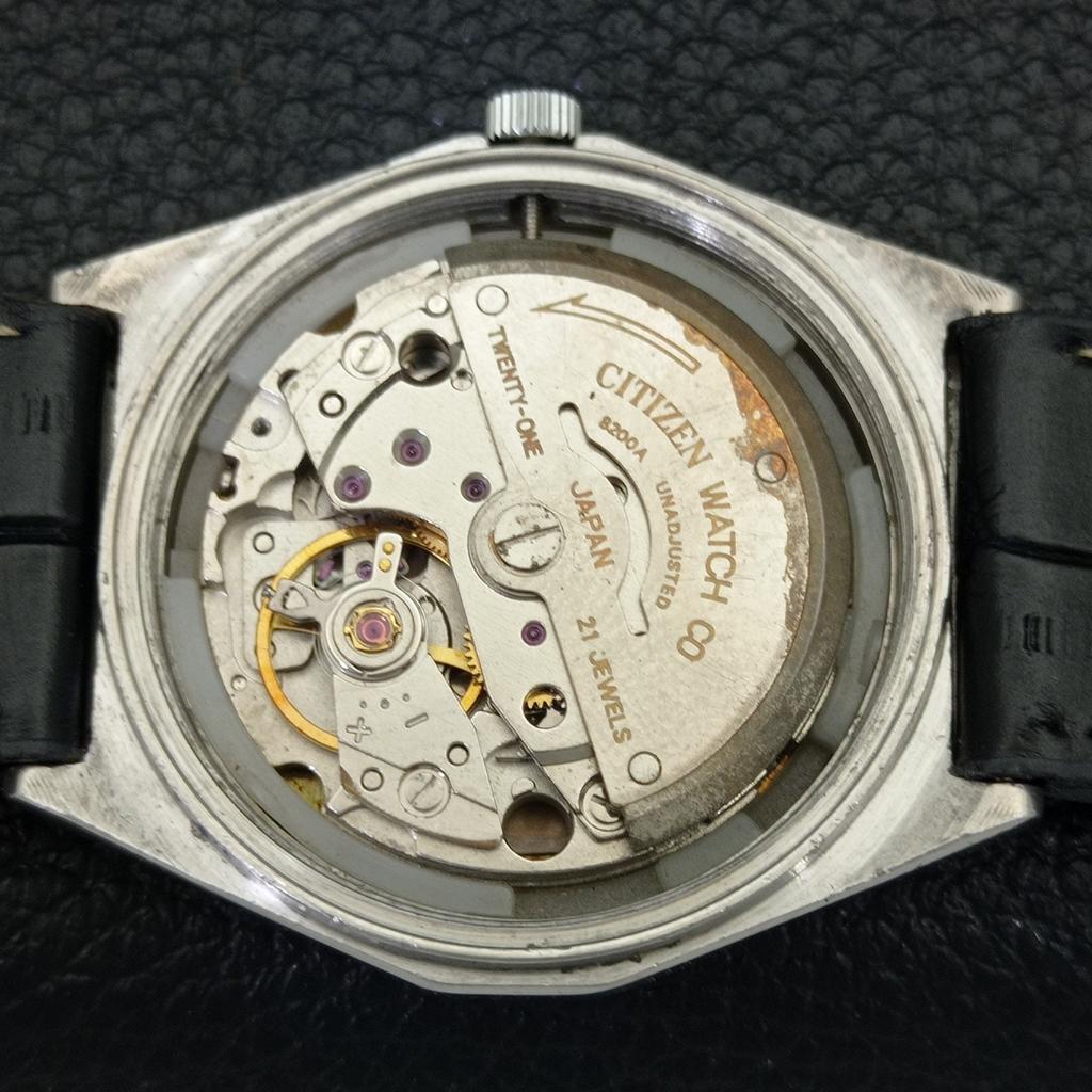 USED VINTAGE CITIZEN AUTOMATIC 8200 JAPAN MENS BLUE COLOR DIAL WATCH A434826-2 R123-a434826