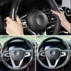 2/3PCS Laser Carbon Fiber Silicone Car Steering Wheel Cover 1K Micro Fiber Leather PVC Wheel Booster Cover Non-Slip Universal