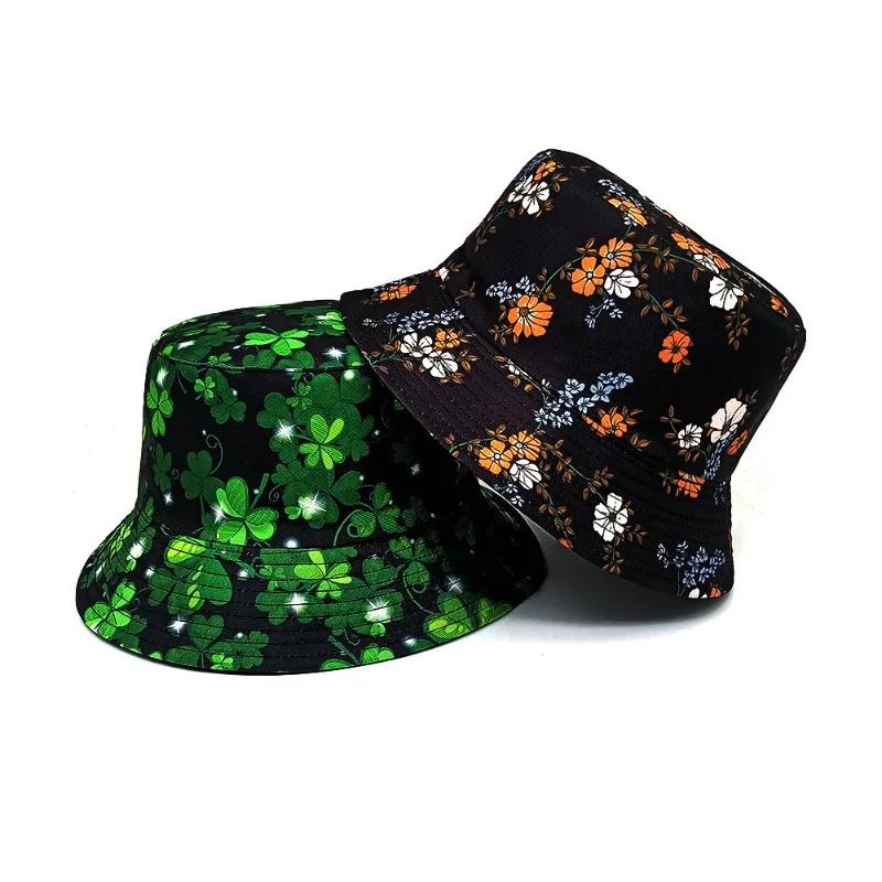 Новые симпатичные панамы с растительным принтом для мужчин и женщин, двухсторонняя одежда для весны и лета, защита от солнца, солнцезащитные шляпы для путешествий
