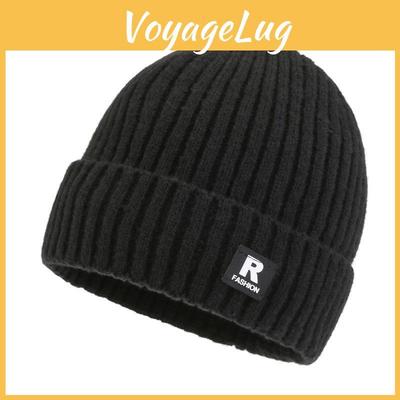 Вязаная шапка для мужчин с дизайном буквы R, теплая, ветрозащитная, зимняя шапка для повседневного стиля