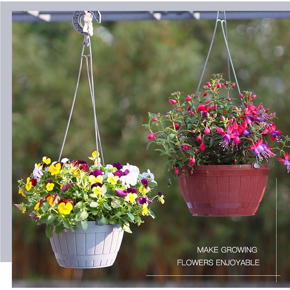Grey Brown Hanging Flower Pots Self Watering Plant Flowerpot High Quality Planter  Balcony Decor