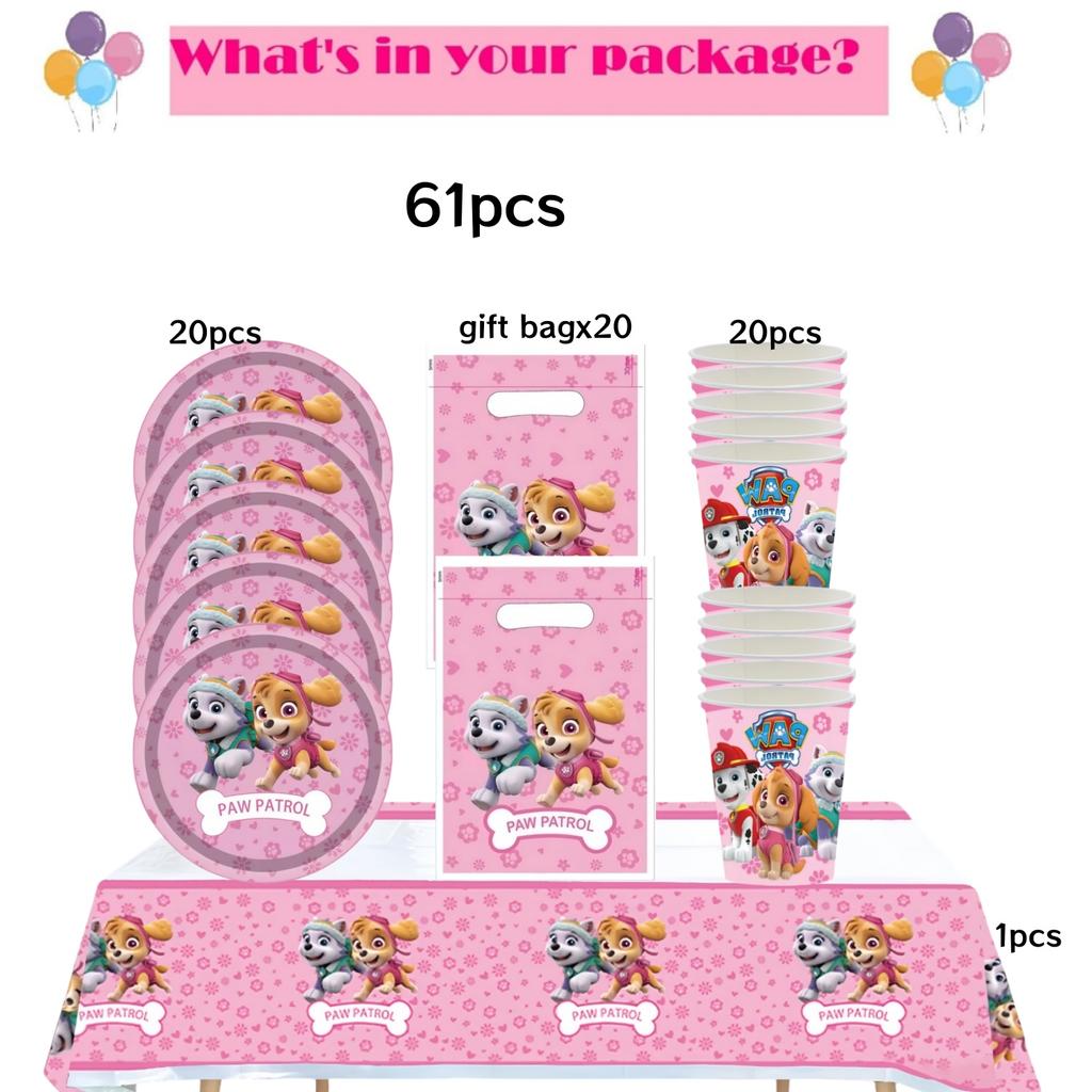 Розовая Вечеринка в честь Дня Рождения Щенячий Патруль Декор Скай Одноразовая Посуда Скатерть Тарелки Фольгированные Шары Праздник для Малыша Девичник Товары для Вечеринки