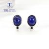 925 Sterling Silver Filled Sapphire Oval 7*9mm Natural Gemstone Women Earrings Fashion Fine Jewelry Gift New