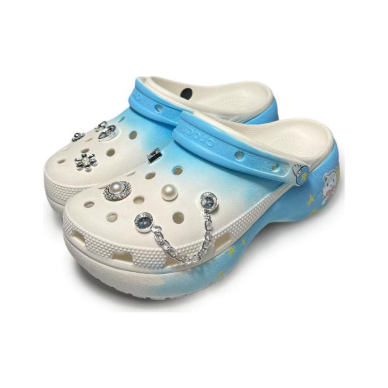 Crocs Классические платформенные клоги Good Night Macabre Клоги Унисекс Синий Белый