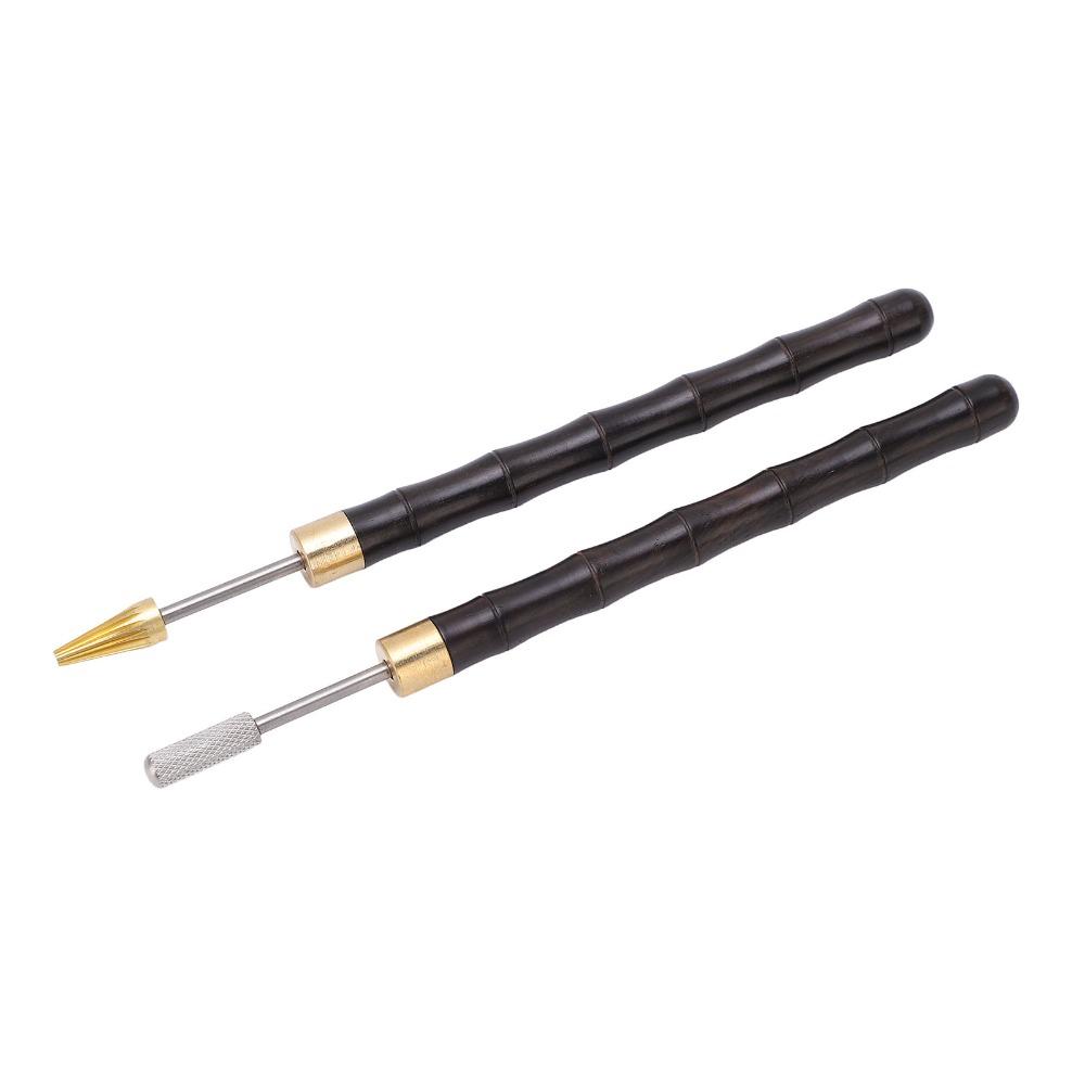 2pcs Sandalwood Handle Leather Edge Printing Tool Leather Edge Oil Pen For DIY Leather Craft