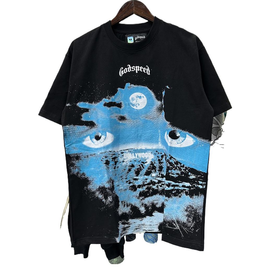 Godspeed American High Street Loose Teen Couple Crew Neck Pullover Casual Commuter ins Short Sleeves