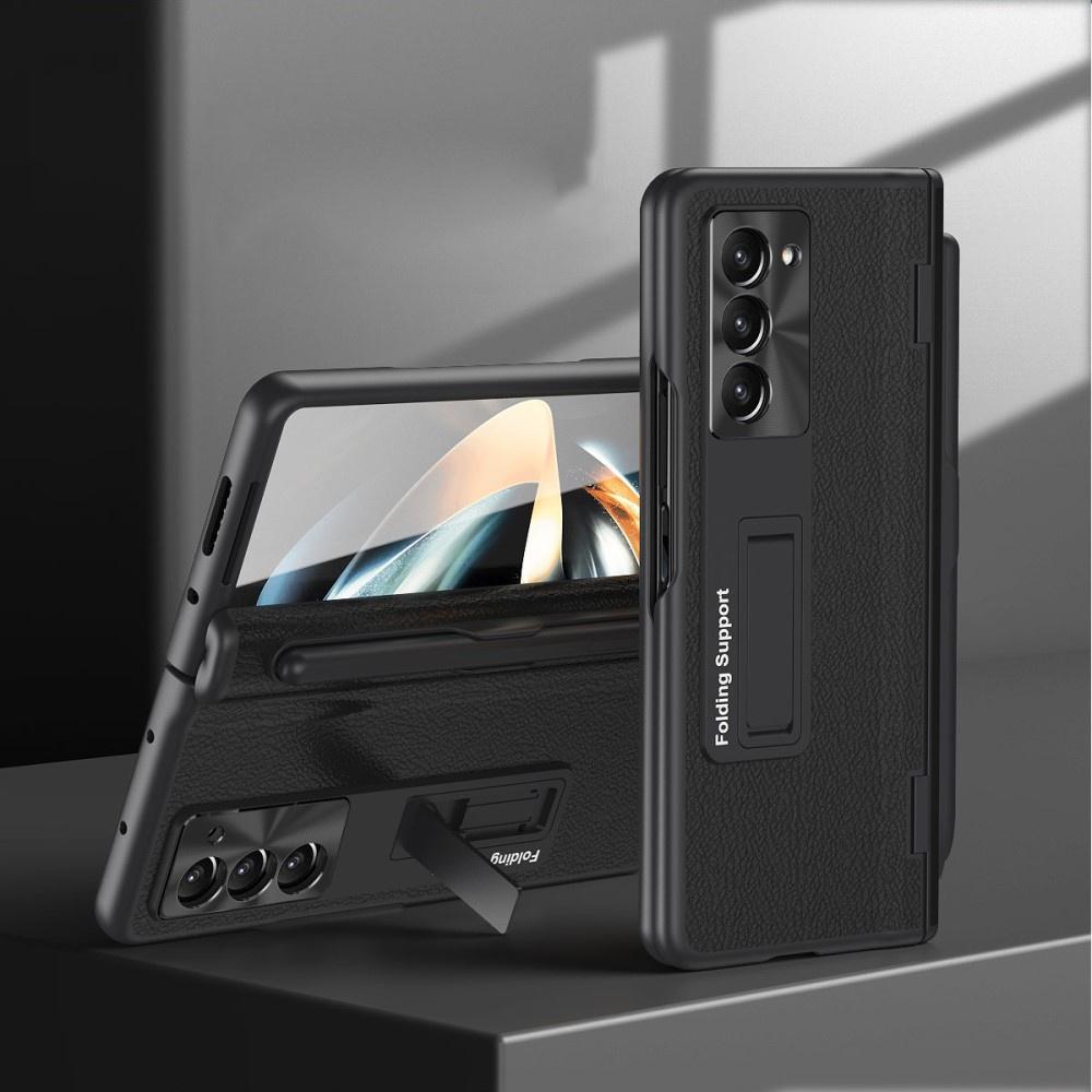 Case for Samsung Galaxy Z Fold 5 5G, with stand, glass and stylus, leather, black