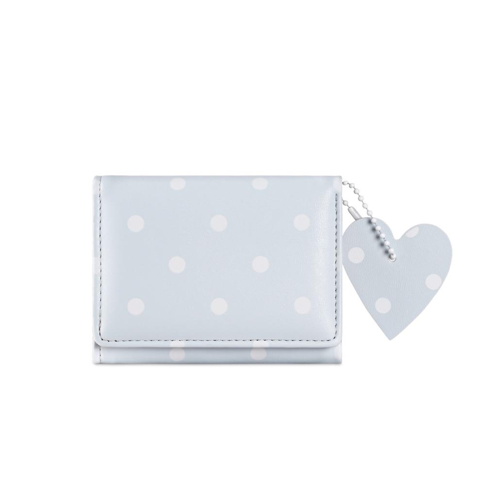 Women'S Bifold Wallet Sweet Card Holder Purse Key Hanging Pouch Pu Material Polka Dot Wallet For Everyday Use Outfit Matching