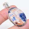 Natural Sodalite Gemstone 925 Sterling Silver Jewelry Pendant 1.97" Z0c33