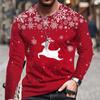 Летняя мужская футболка с 3D принтом в рождественском стиле, повседневная футболка большого размера с длинными рукавами, модный пуловер, трендовая мужская одежда