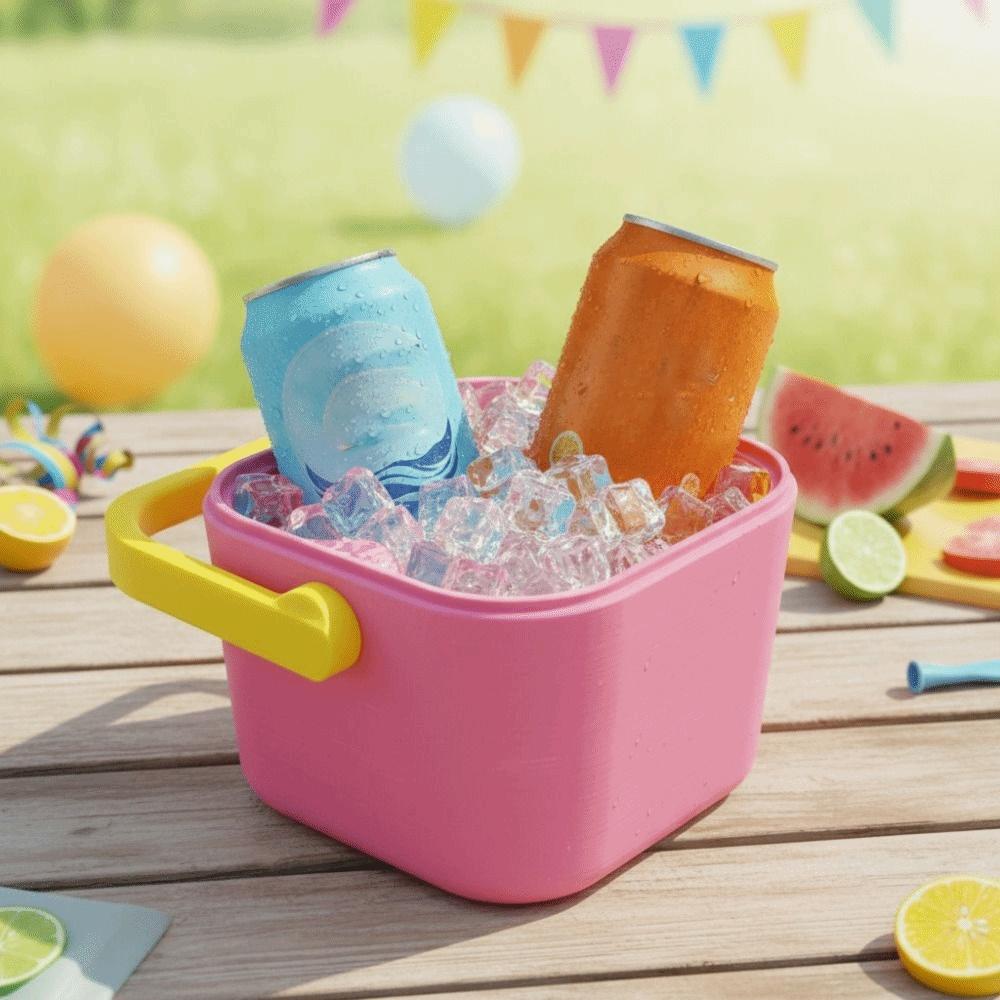 Square Travel Insulated Cooler Case 4-Can Thermal Drink Box Portable Drink Freezer Outdoor