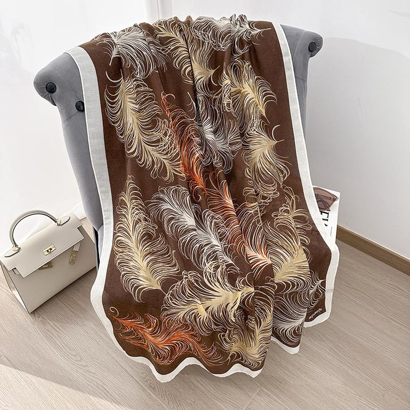 Literary Sense, Retro Pattern Printed Scarf, Femininity, Fashionable Personality, Long Scarf for Traveling, Sunscreen Shawl