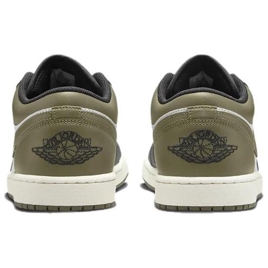Кроссовки Air Jordan 1 Low Black Toe Medium Olive Unisex Green White 553558-092