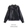 Kaslead Новая женская одежда Западный стиль Мода Спущенное плечо Текстурированная кожаная куртка Верхняя одежда 2969064