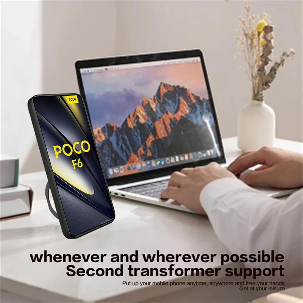 Магнитный чехол со шторкой для камеры для Poco F6 X6 X5 Pro 5G X4 GT X3 NFC Чехол-подставка с кольцом для Magsafe для Poco F5 M6 M4 Pro M5S