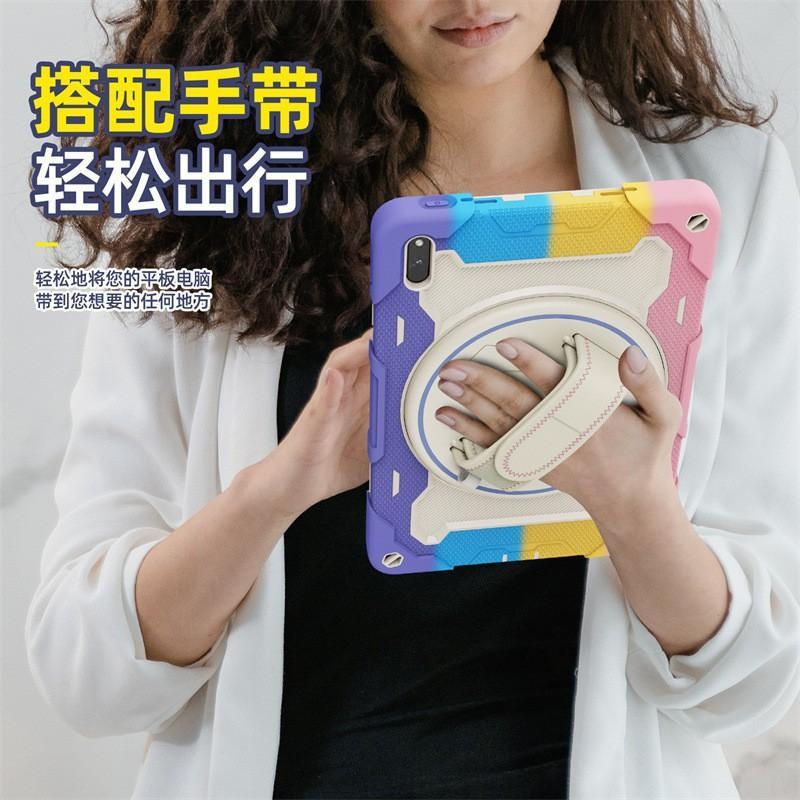 Silicone IPad Case With Rotating Stand Crossbody Strap Air 13 Pro 11 10.2 12.9 Inch - Shockproof Protective Cover