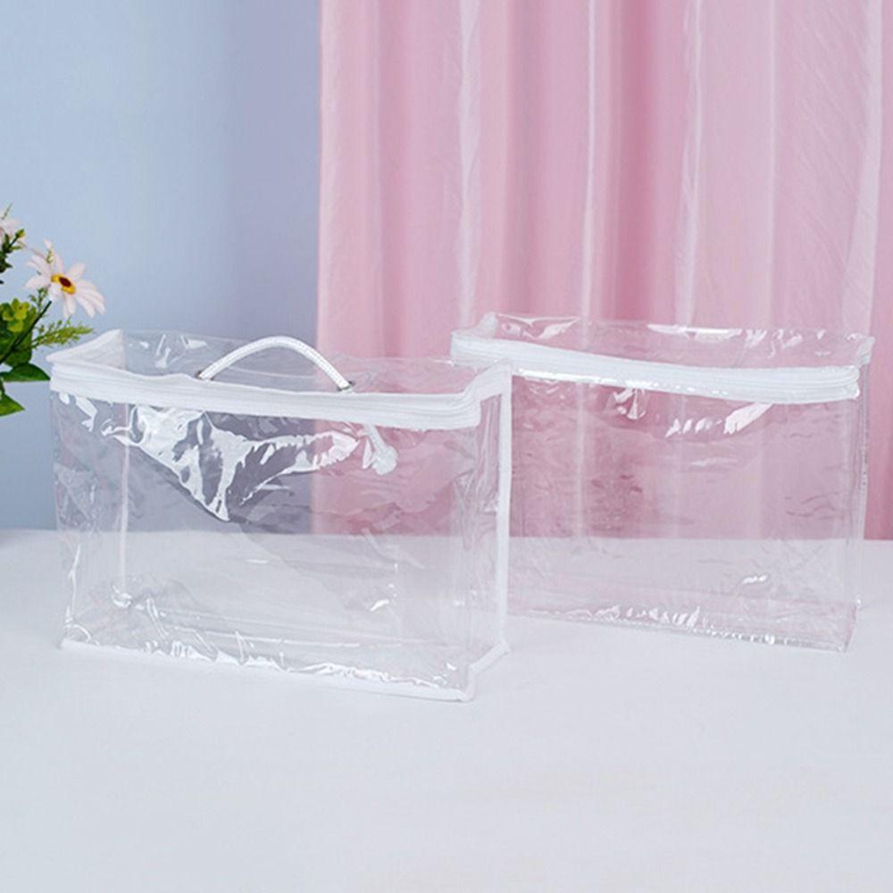 PVC Quilt Pillow Storage Bags Foldable Transparent Blanket Pillow Storage Container Space Saving Waterproof