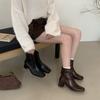 2025 новые осенне-зимние тонкие короткие ботинки ботинки Мартин толстый каблук квадратный носок корейский высокий каблук маленькие ботильоны женские