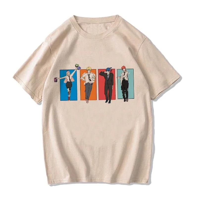 Унисекс унисекс японская аниме бензопила женская футболка мультфильм Pochita футболка Makima Harajuku графические футболки одежда топы футболка унисексga