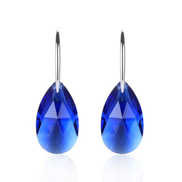 Classic Korean Pear-shaped Drop Earrings Crystals Jewelry for Women Silver Color Big Pendant