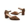 Women Autumn Pointed Toe Low Cut Chunky Heel Pumps Sexy Leopard Print Strap Professional Commuting Shoes