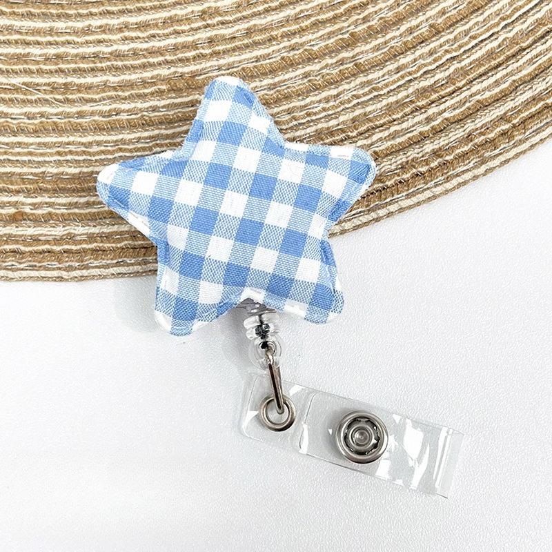 Клетчатый бейдж-ролик со звездой для студентов, медсестер, выдвижной, для работников, держатель для ID, школьный шнурок с клипсой, медицинские зажимы для рабочих карт