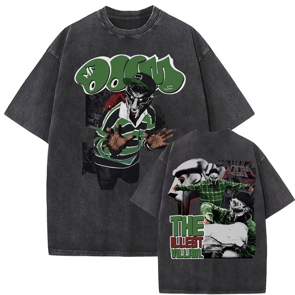 Стирка Винтаж Рэпер MF DOOM MM FOOD Графический Принт Футболка Мужская Повседневная С Коротким Рукавом