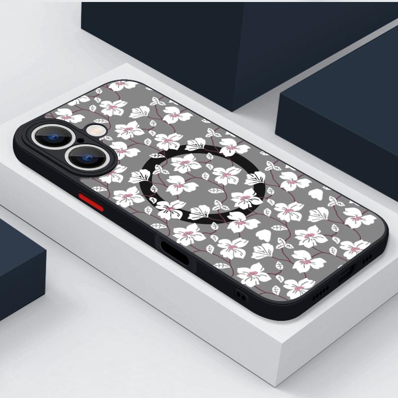 Магнитный цветной чехол для телефона с цветами для iPhone 15 16 Pro Max 14 13 12 Pro 11 для беспроводной зарядки Magsafe, акриловая крышка с мягкими краями
